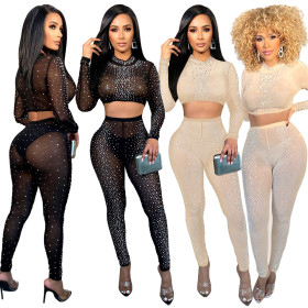 Women's ball gown evening dress elegant sexy hot drilling pencil pants suit women S390228