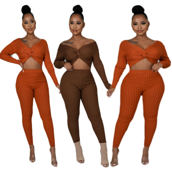 Cute fashion temperament commuter solid color wrinkle two-piece suit Z2031
