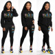 2021 new casual letters printed sports trousers two-piece suit women S390234