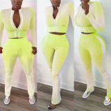Casual stand-up collar jacket side stripe stitching long-sleeved trousers two-piece women S390205
