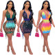 Women's sexy sequin halter back sequin contrast dress women's nightclub clothes S390072