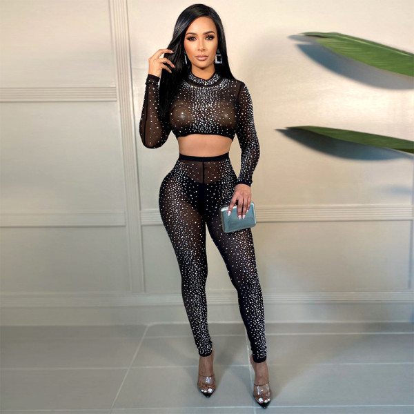 Women's ball gown evening dress elegant sexy hot drilling pencil pants suit women S390228