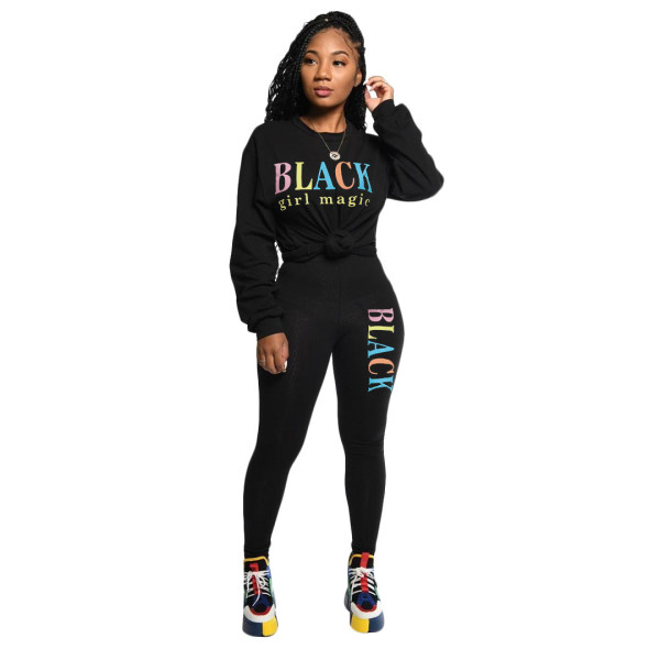 2021 new casual letters printed sports trousers two-piece suit women S390234