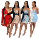 Women's sexy sequins waistless unilateral long-sleeved party nightclub dress S390210