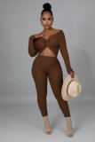 Cute fashion temperament commuter solid color wrinkle two-piece suit Z2031