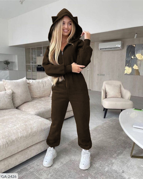 Fashionable solid color front panel with zipper waist slim fit jumpsuit WY6868