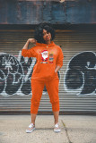 Fashion solid color casual suit jacket with pockets plus logo pants suit SD68641