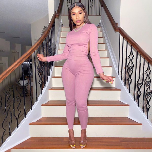 Women's autumn and winter fashion halter suit casual two-piece suit J6250