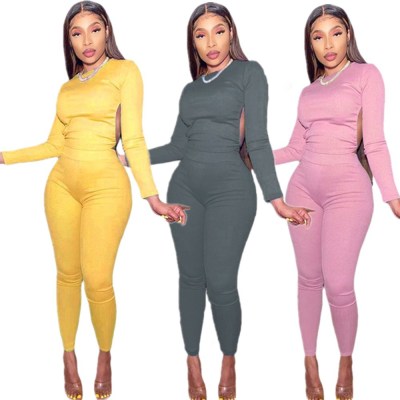Women's autumn and winter fashion halter suit casual two-piece suit J6250