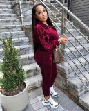 Korean velvet zipper two-piece suit PQ8667