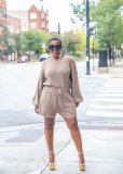 Solid color elasticated waist jumper M1147