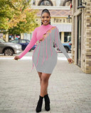 Nightclub style double tie sexy dress with fringed fringe H10010