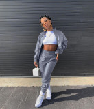Women's fashion casual sports solid color zipper suit two-piece suit HT6079