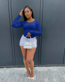Fashion and leisure purely pleated pleated tops W8394
