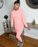 Urban casual pants suit mid-length solid color comfortable long-sleeved hooded bottoming shirt H8988