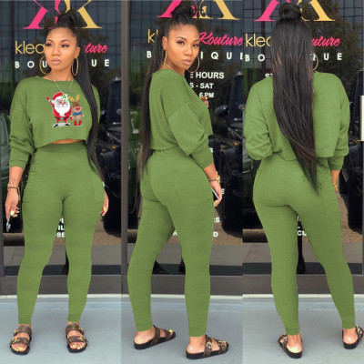 Fashion round neck plus logo long-sleeved sweatshirt pocket pants suit two-piece suit SD66221
