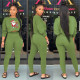 Fashion round neck plus logo long-sleeved sweatshirt pocket pants suit two-piece suit SD66221