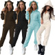 Fashionable solid color front panel with zipper waist slim fit jumpsuit WY6868
