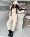 Fashionable solid color front panel with zipper waist slim fit jumpsuit WY6868
