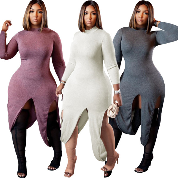 Solid color pits, irregular trousers, dress PQ8668
