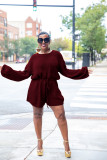 Solid color elasticated waist jumper M1147