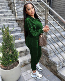 Korean velvet zipper two-piece suit PQ8667