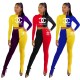 Women's autumn and winter hot sale two-piece print stitching pleated trousers suit J6241