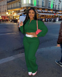New thick sweater plus velvet sexy loose zipper wide leg pants two-piece suit Y81346