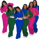 New thick sweater plus velvet sexy loose zipper wide leg pants two-piece suit Y81346