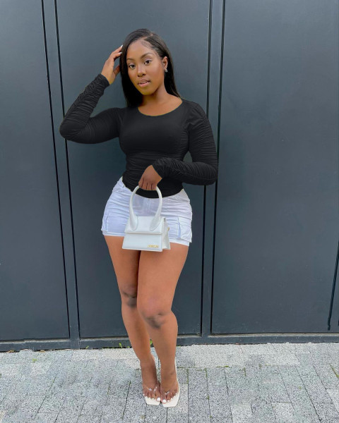 Fashion and leisure purely pleated pleated tops W8394