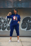 Fashion solid color casual suit jacket with pockets plus logo pants suit SD68641