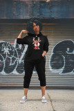 Fashion solid color casual suit jacket with pockets plus logo pants suit SD68643