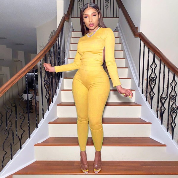 Women's autumn and winter fashion halter suit casual two-piece suit J6250
