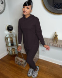 Urban casual pants suit mid-length solid color comfortable long-sleeved hooded bottoming shirt H8988