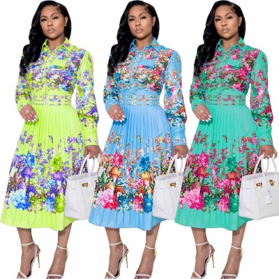 Fashion sexy positioning printing stitching side seam with invisible zipper dress WY6848
