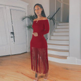 Sexy slim tassel bag hip skirt nightclub clothes BS10096