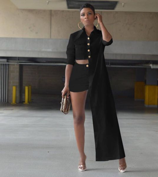 2021 Fall Fashion Irregular Casual Shirt Two Piece Set XM1205