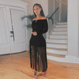 Sexy slim tassel bag hip skirt nightclub clothes BS10096