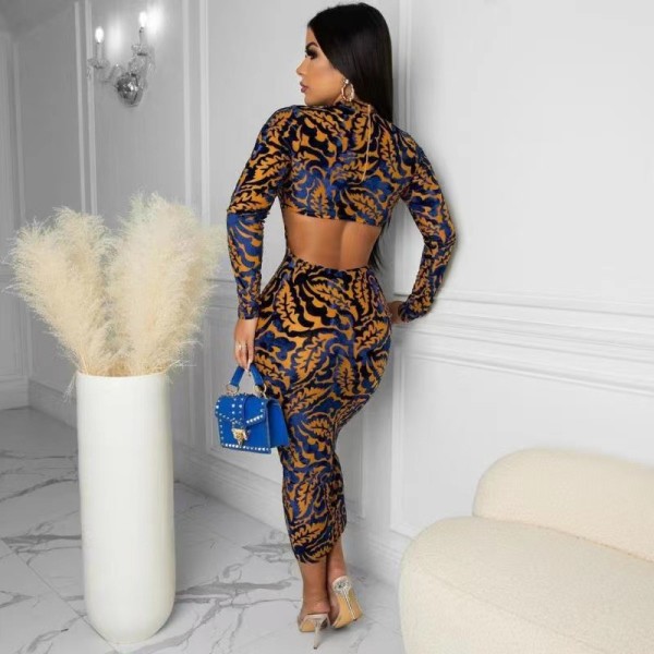 Women's fashion casual printed hollow two-piece skirt OMM1281