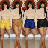 Autumn and winter new women's solid color leather outer wear shorts BS10102