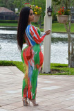 Ladies Ladies Fashion Casual Printed Split Dress OMM60072