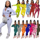 Women's letter printing suit personalized zipper two-piece suit CN00491