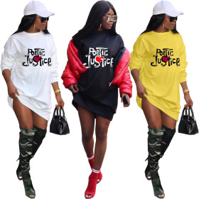 Women's street hipster letter print fashion sweater dress dress DN8526