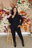 Winter sweater warm solid color halter hoodie suit CM2166