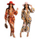 Sexy fashion printed waist tether autumn and winter lapel dress YZ1296