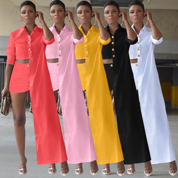 2021 Fall Fashion Irregular Casual Shirt Two Piece Set XM1205