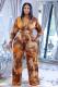 Women's fashion casual printed wide leg pants two-piece suit OMM1286