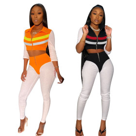 Casual wear color matching sexy fashion two-piece set L694
