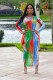 Ladies Ladies Fashion Casual Printed Split Dress OMM60072