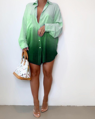 Women's commuter gradient shirt dress C3066